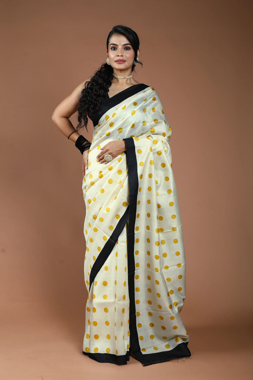 Cream Pure Katan Silk Saree With Blouse Piece