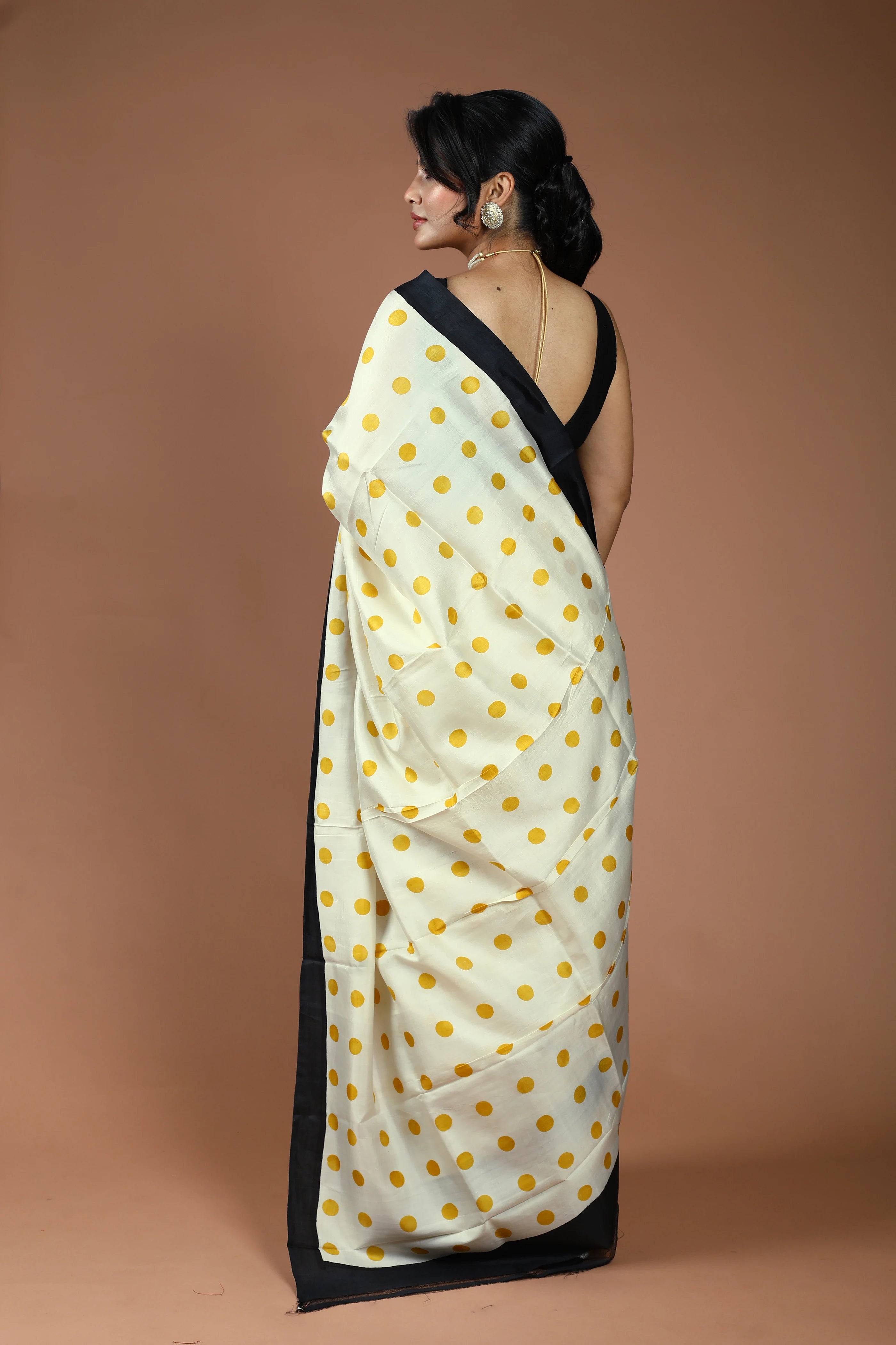 Cream Pure Katan Silk Saree With Blouse Piece