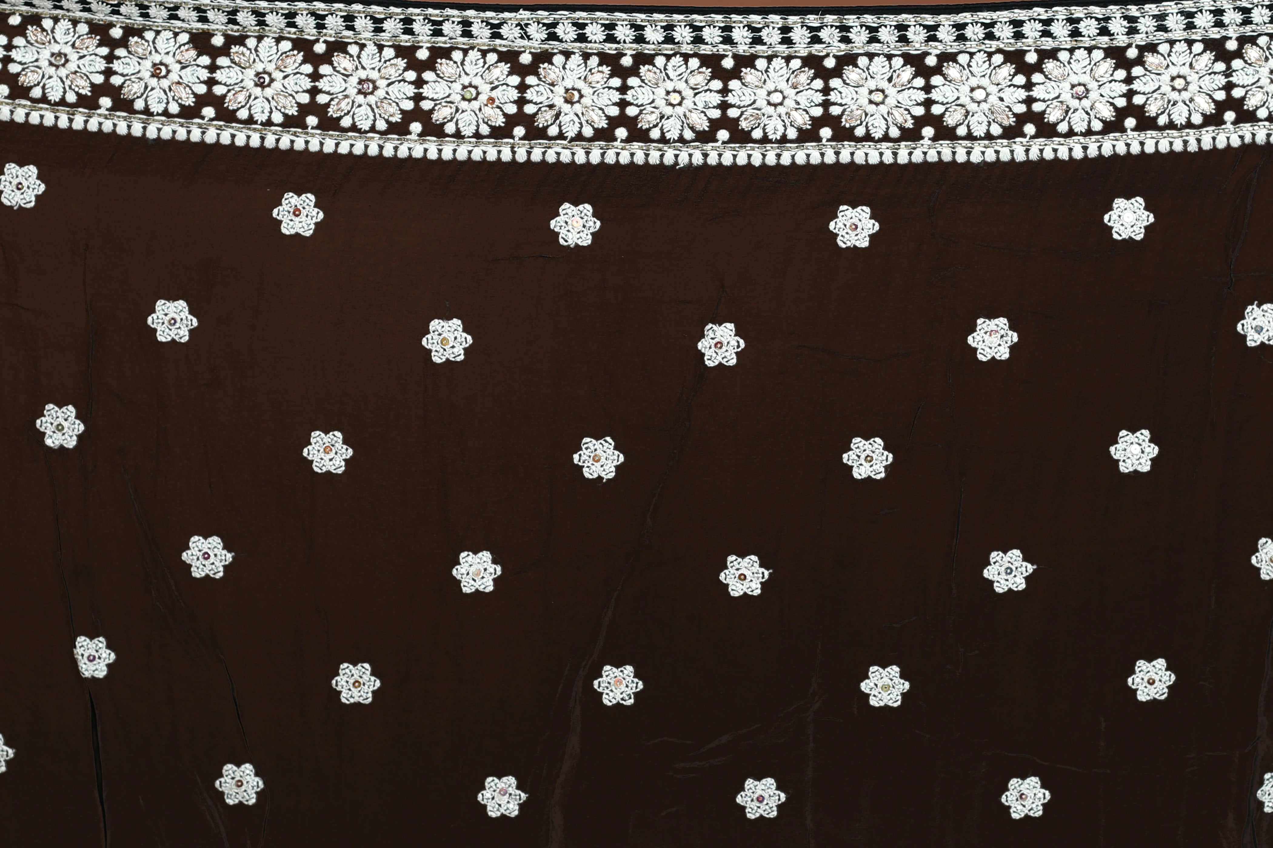 Black Chikankari Chikankari Saree With Blouse Piece