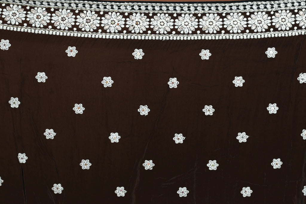 Black Chikankari Chikankari Saree With Blouse Piece