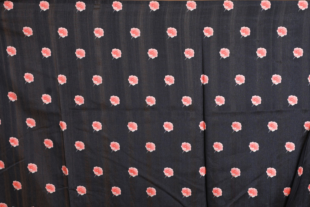 Black Semi Tussar Digital Print Saree With Blouse Piece