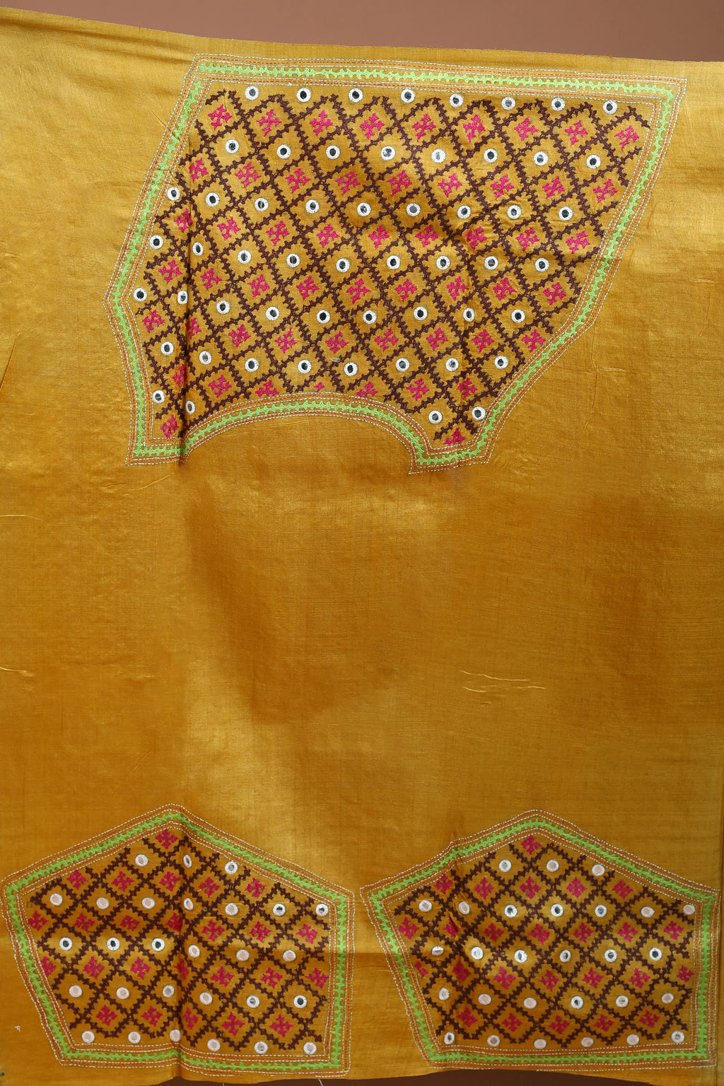 Blue Tussar Kantha Saree With Blouse Piece