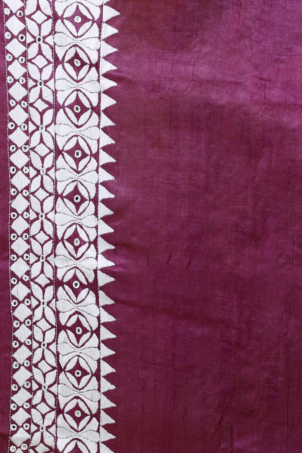 Purple Wine Tussar Kathiyawadi Saree With Blouse Piece