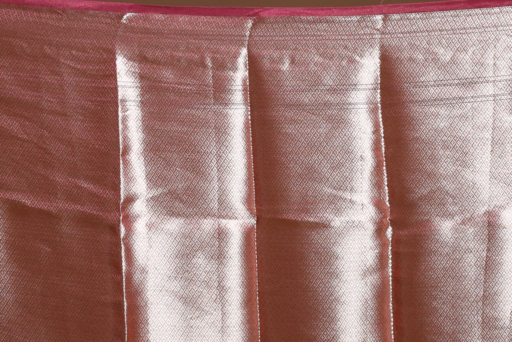 Blush Pink Pure Crush Tissue Banarasi Saree With Blouse Piece