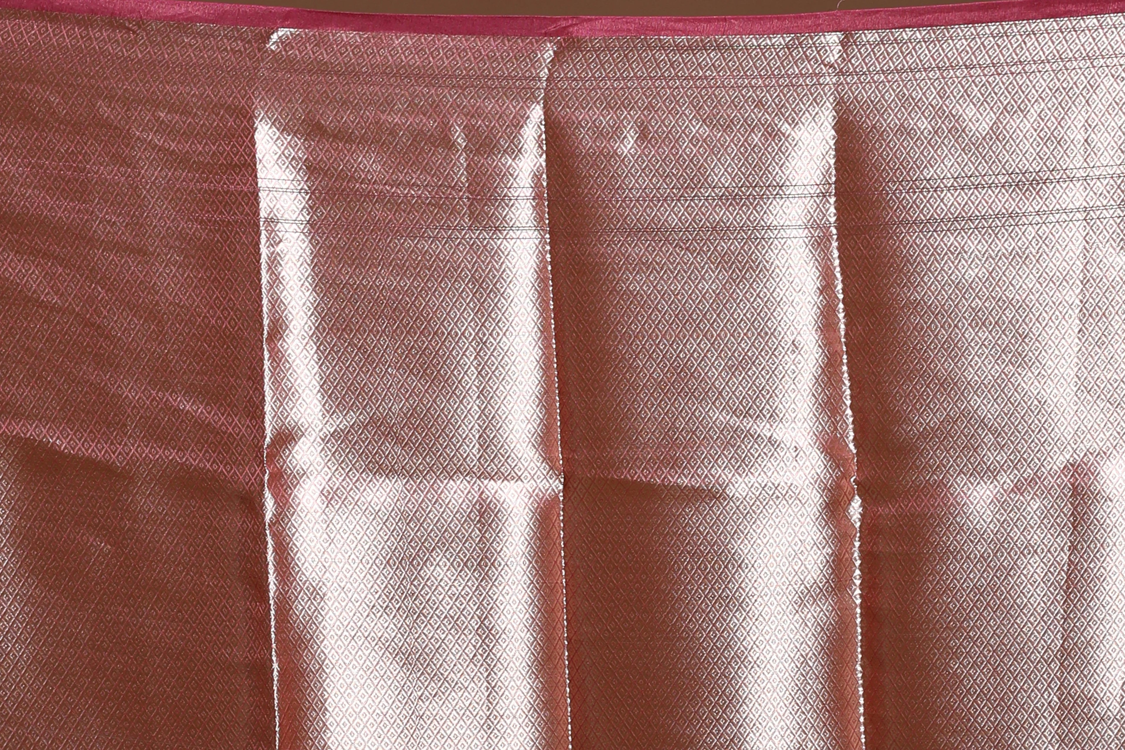 Blush Pink Pure Crush Tissue Banarasi Saree With Blouse Piece