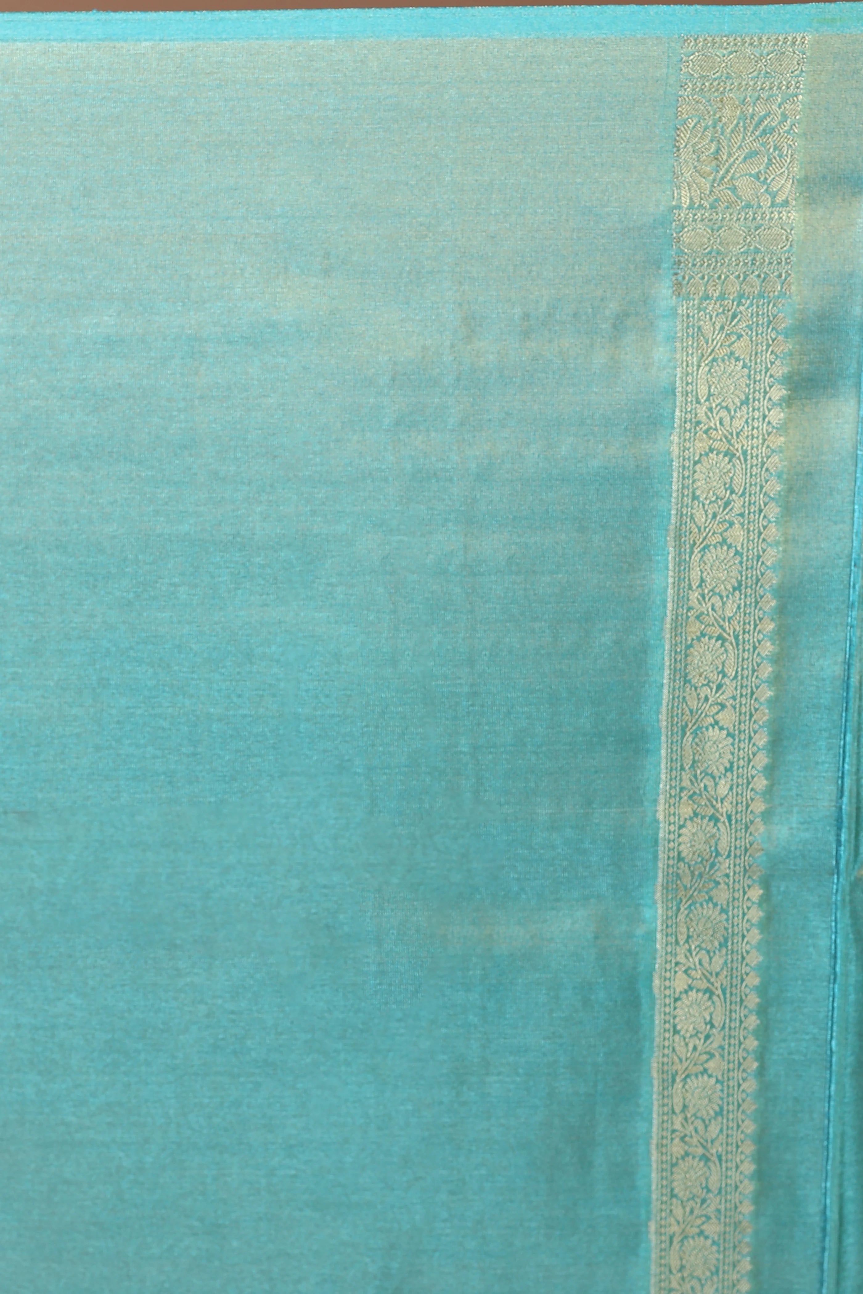 Sky Blue Semi Tissue Banarasi Saree With Blouse Piece