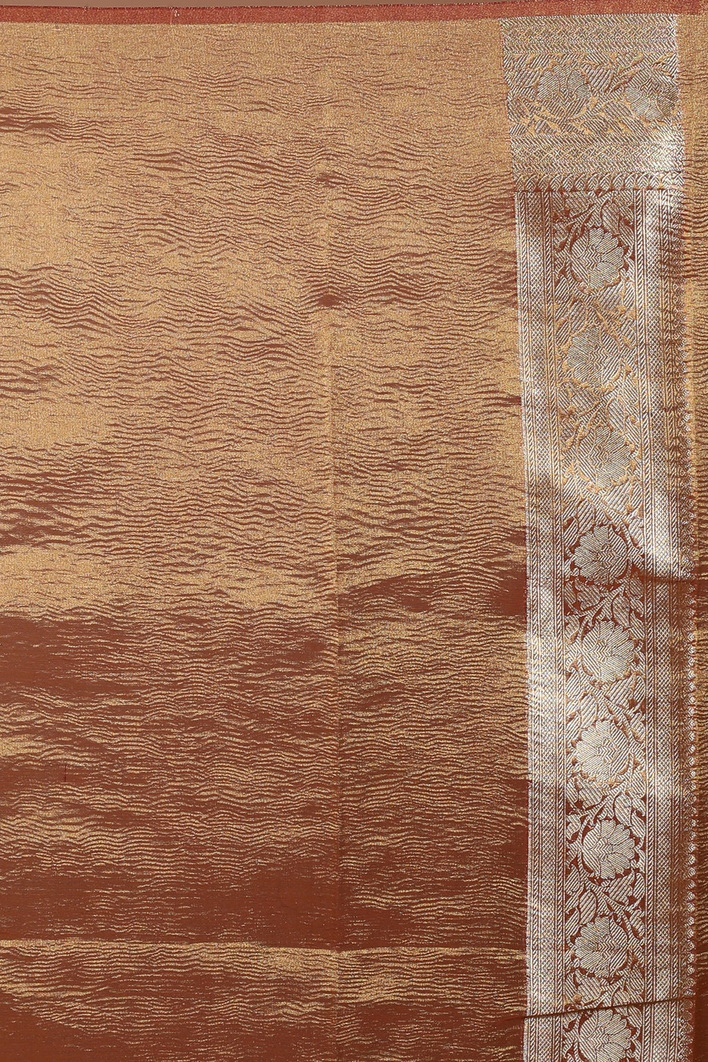 Copper Semi Crush Tissue Banarasi Saree With Blouse Piece