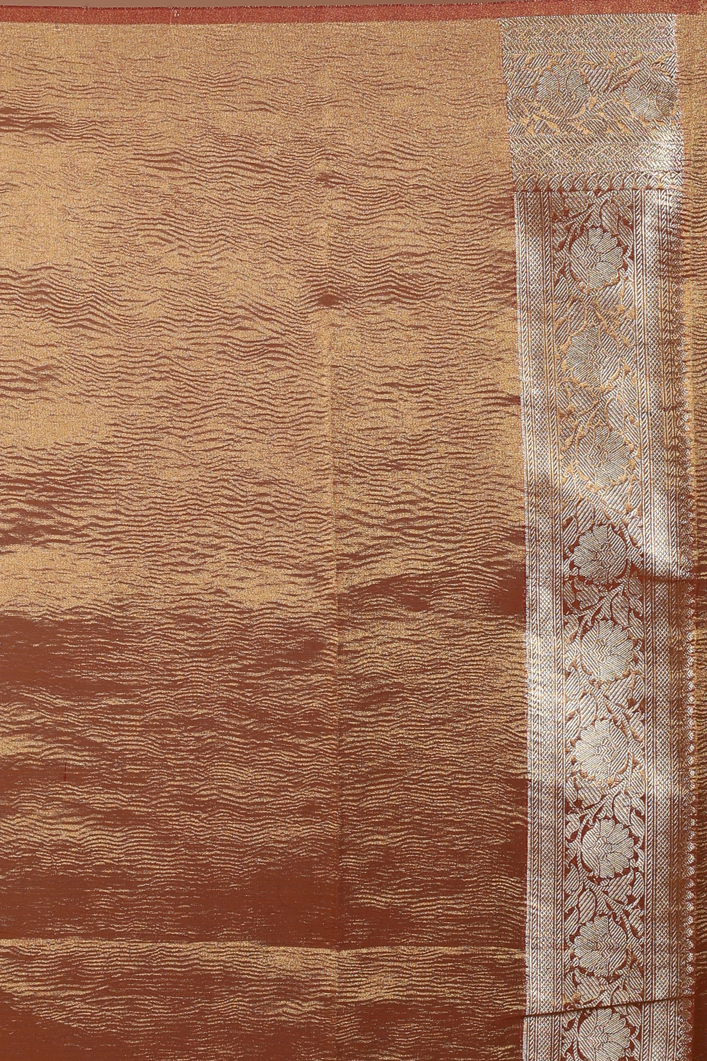 Copper Semi Crush Tissue Banarasi Saree With Blouse Piece