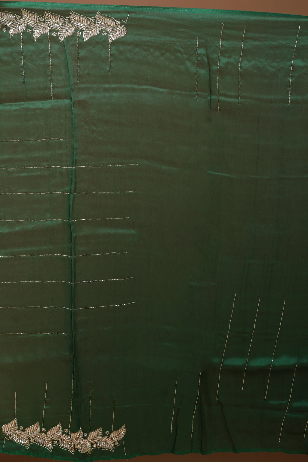 Green Shaded Organza Zardosi Work Saree With Blouse Piece