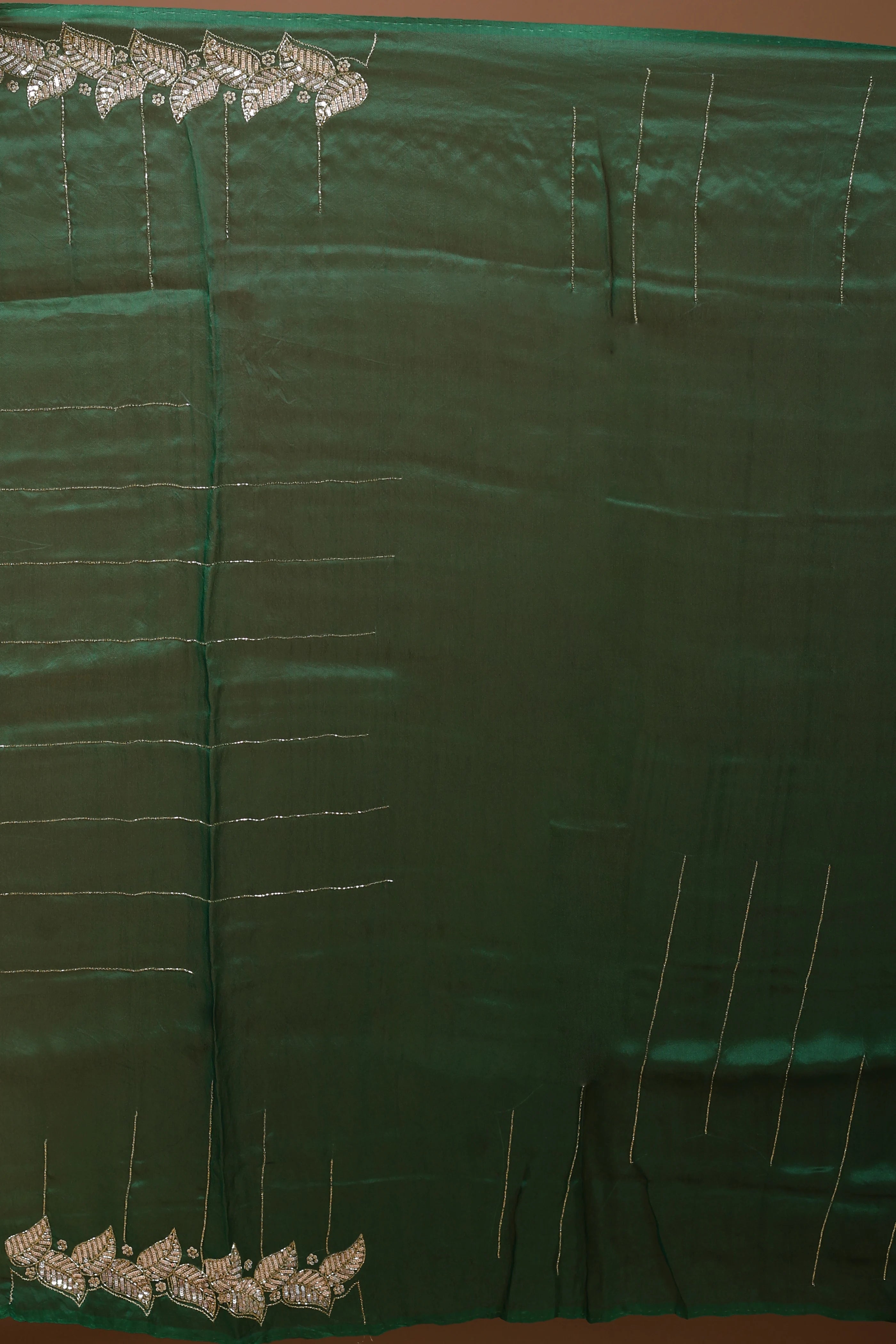 Green Shaded Organza Zardosi Work Saree With Blouse Piece
