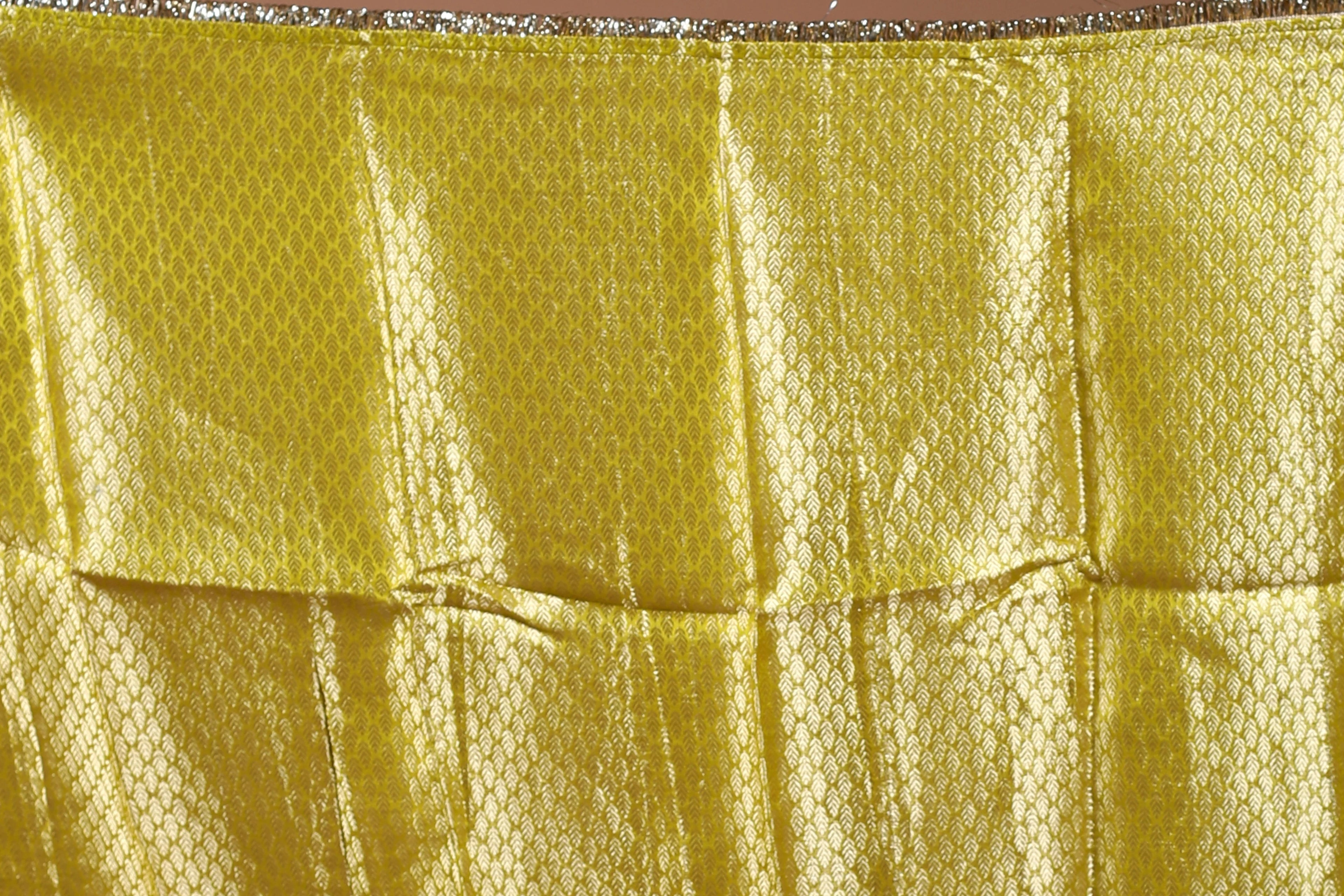 Lime Yellow Pure Tissue Banarasi Saree With Blouse Piece