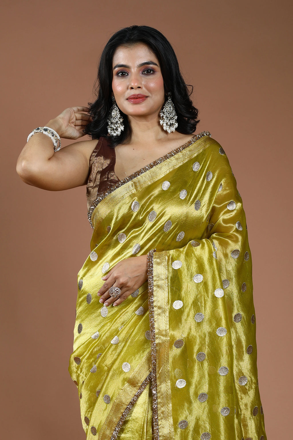 Lime Yellow Pure Tissue Banarasi Saree With Blouse Piece
