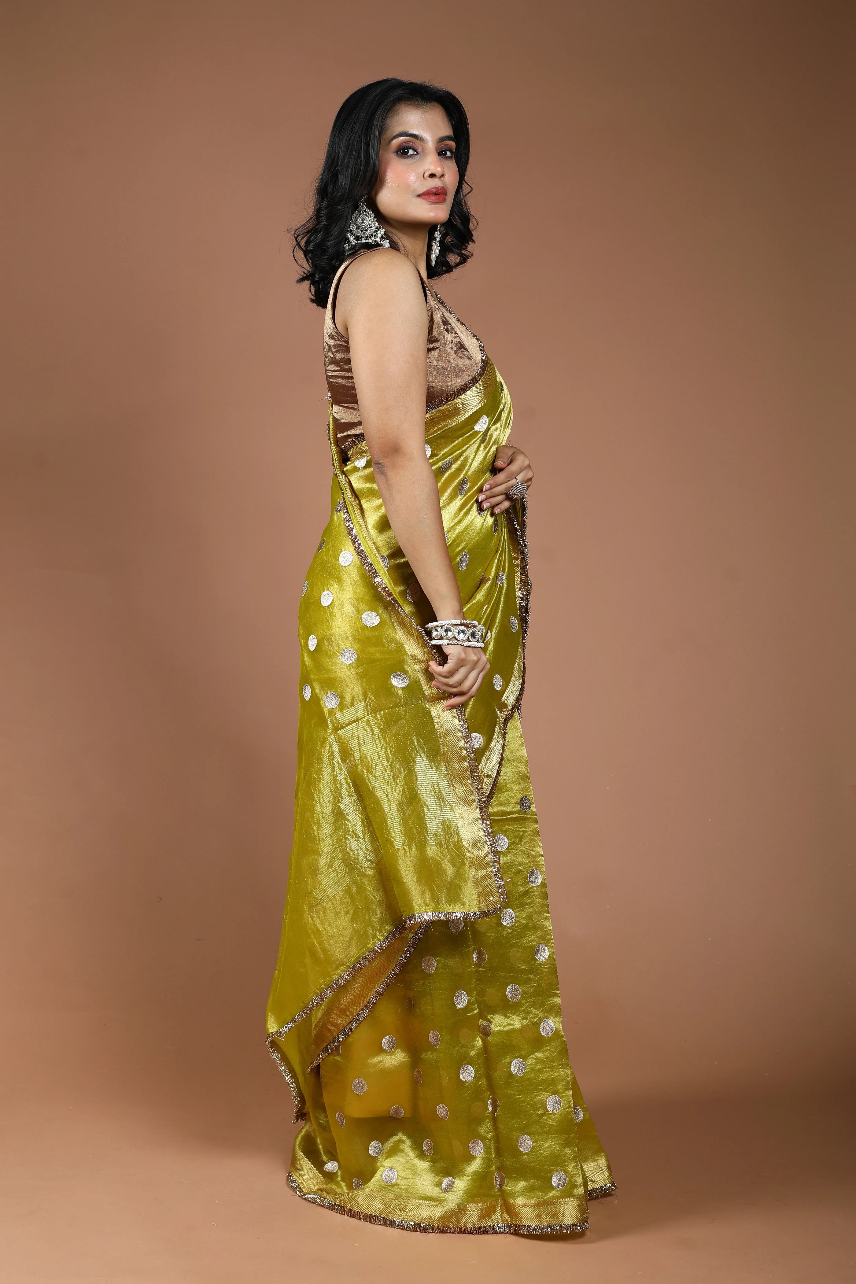 Lime Yellow Pure Tissue Banarasi Saree With Blouse Piece