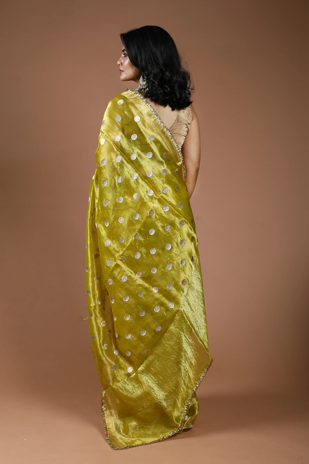 Lime Yellow Pure Tissue Banarasi Saree With Blouse Piece
