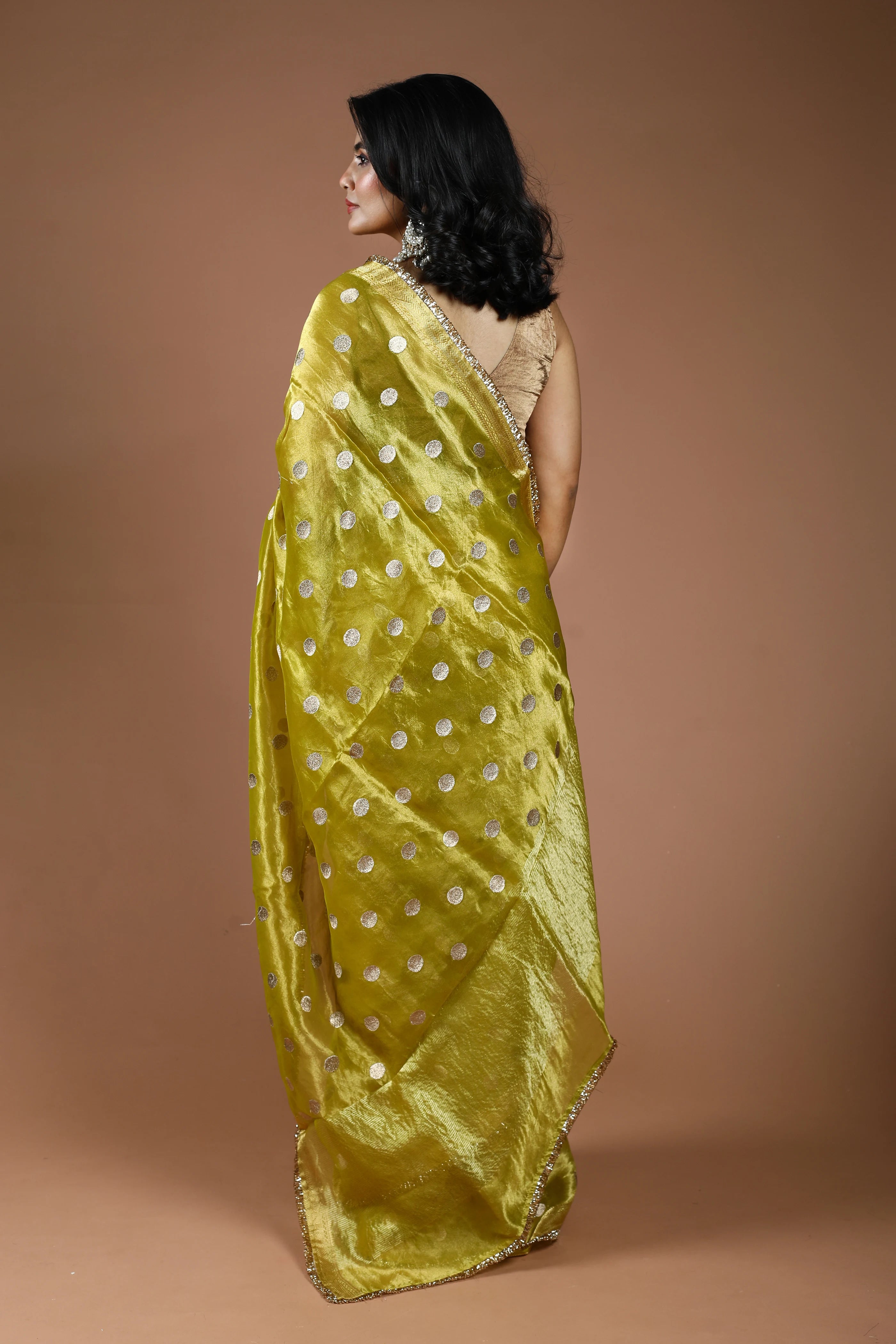 Lime Yellow Pure Tissue Banarasi Saree With Blouse Piece