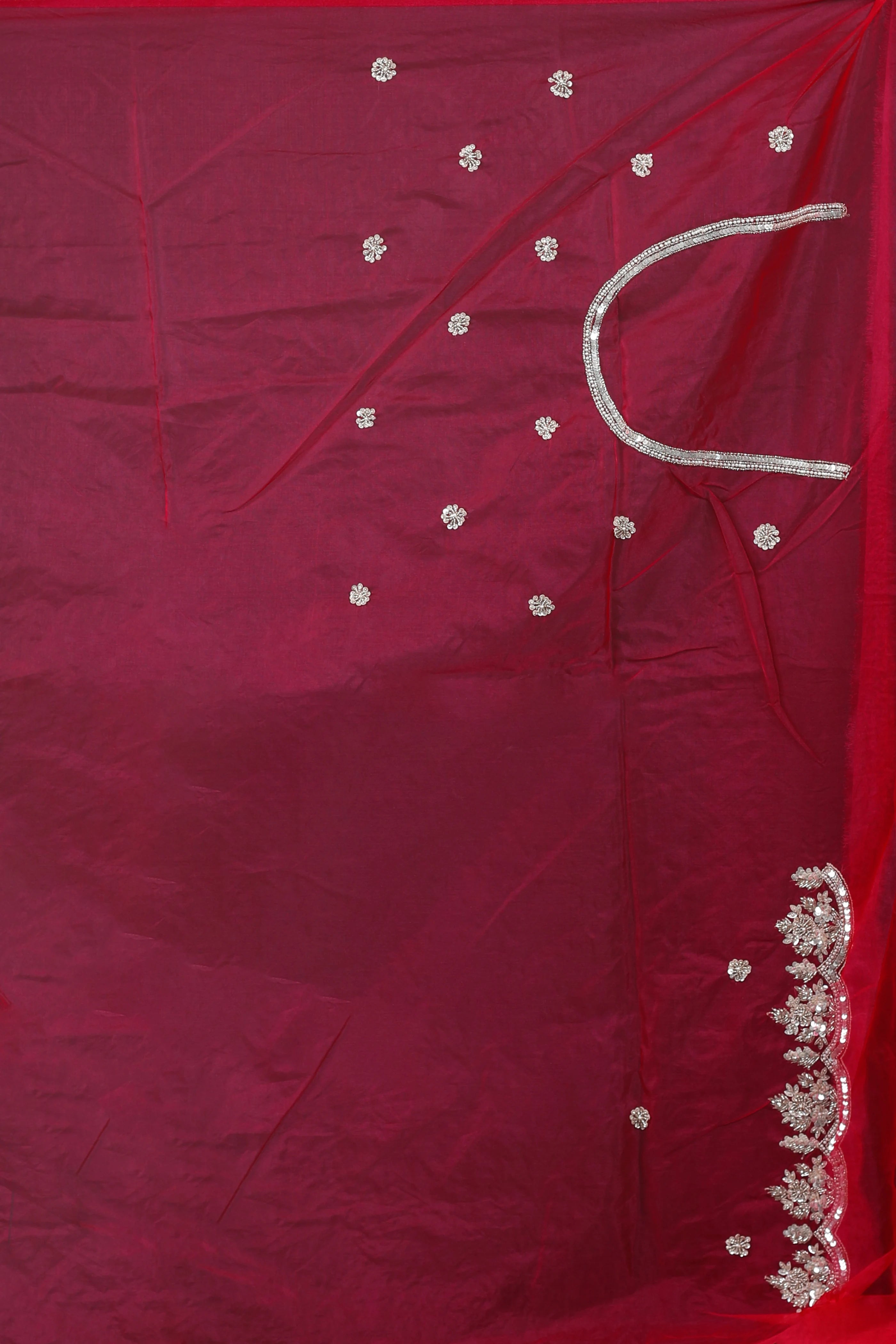 Phusia Pink Semi Organza Zardosi Work Saree With Blouse Piece