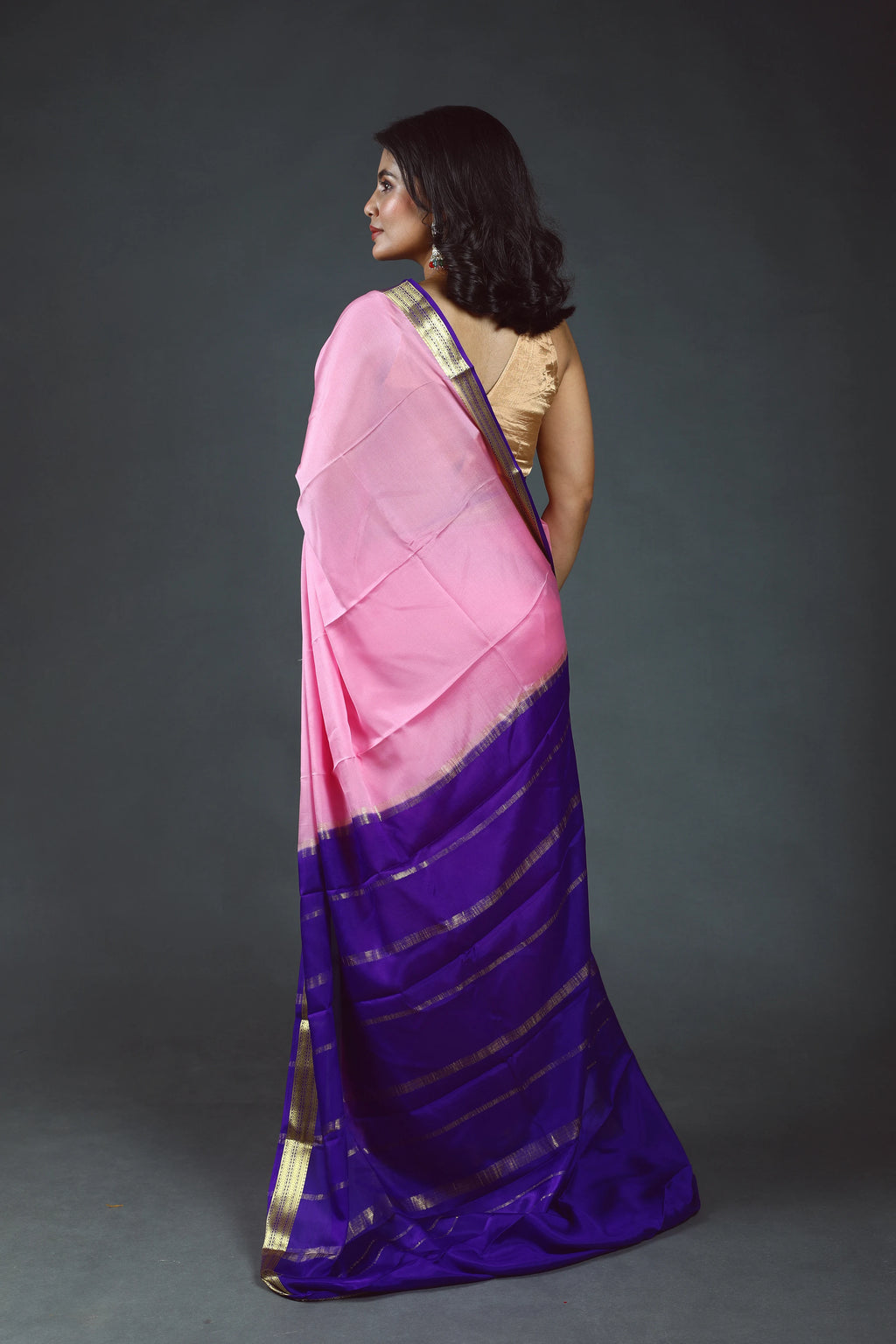 Baby Pink Pure Mysore Silk Saree With Blouse Piece