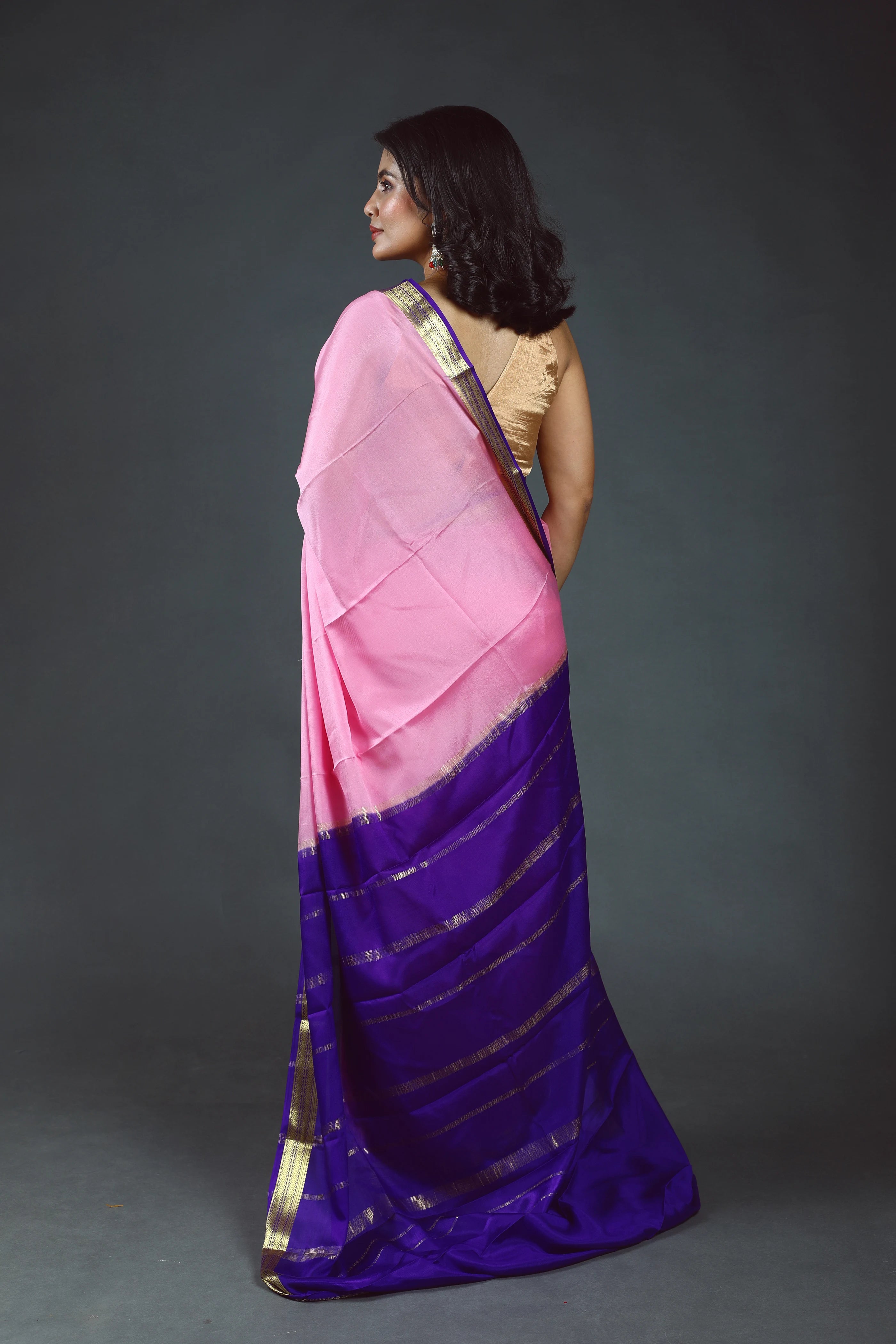 Baby Pink Pure Mysore Silk Saree With Blouse Piece