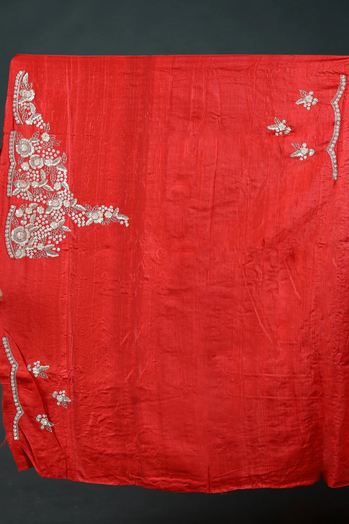 Red Pure Tussar Zardosi Saree With Blouse Piece