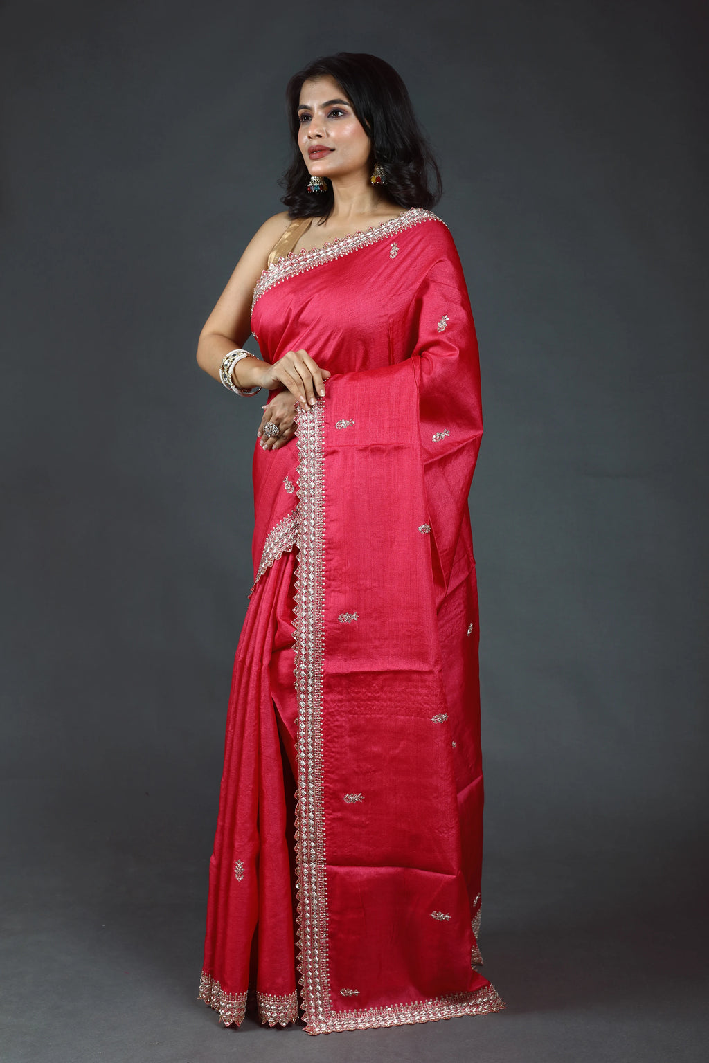 Pure Tussar Zardosi Saree With Blouse Piece