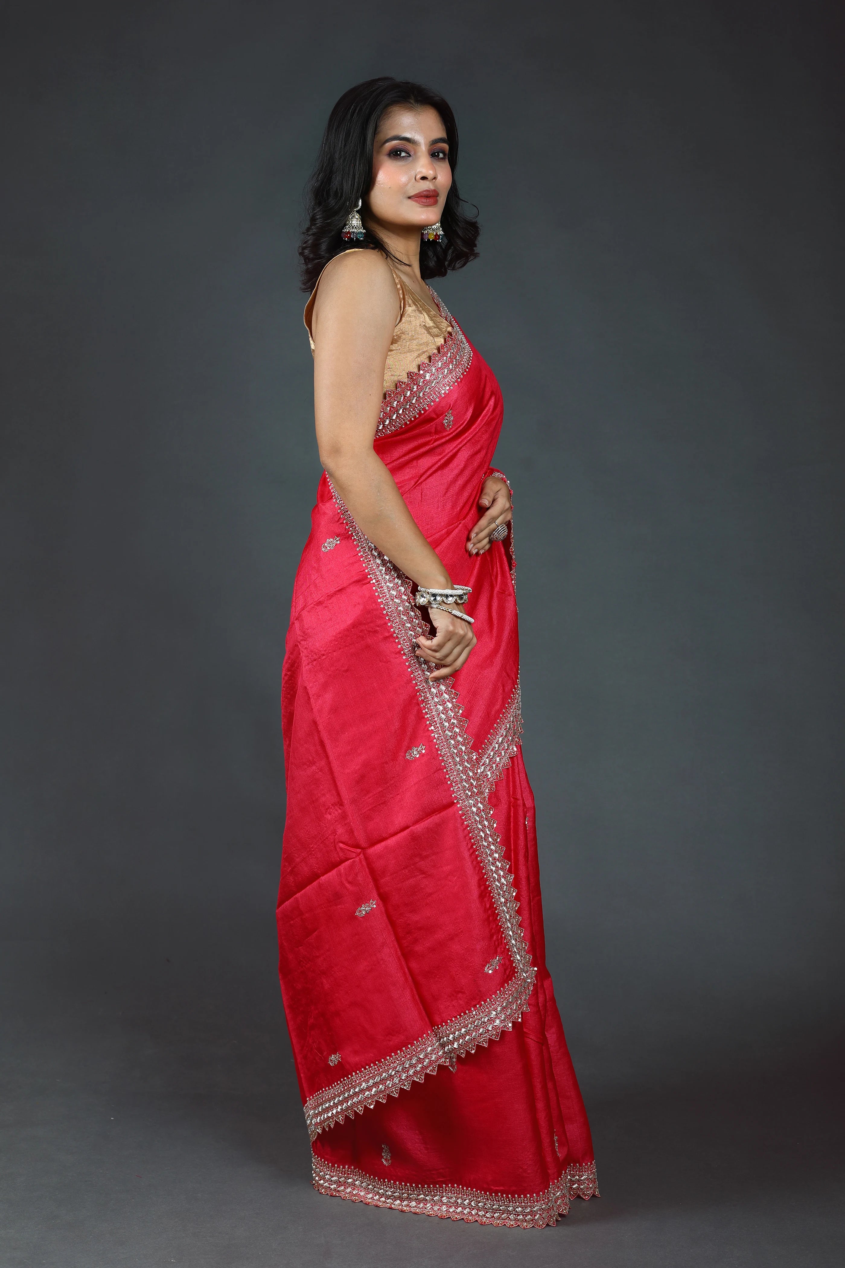 Pure Tussar Zardosi Saree With Blouse Piece