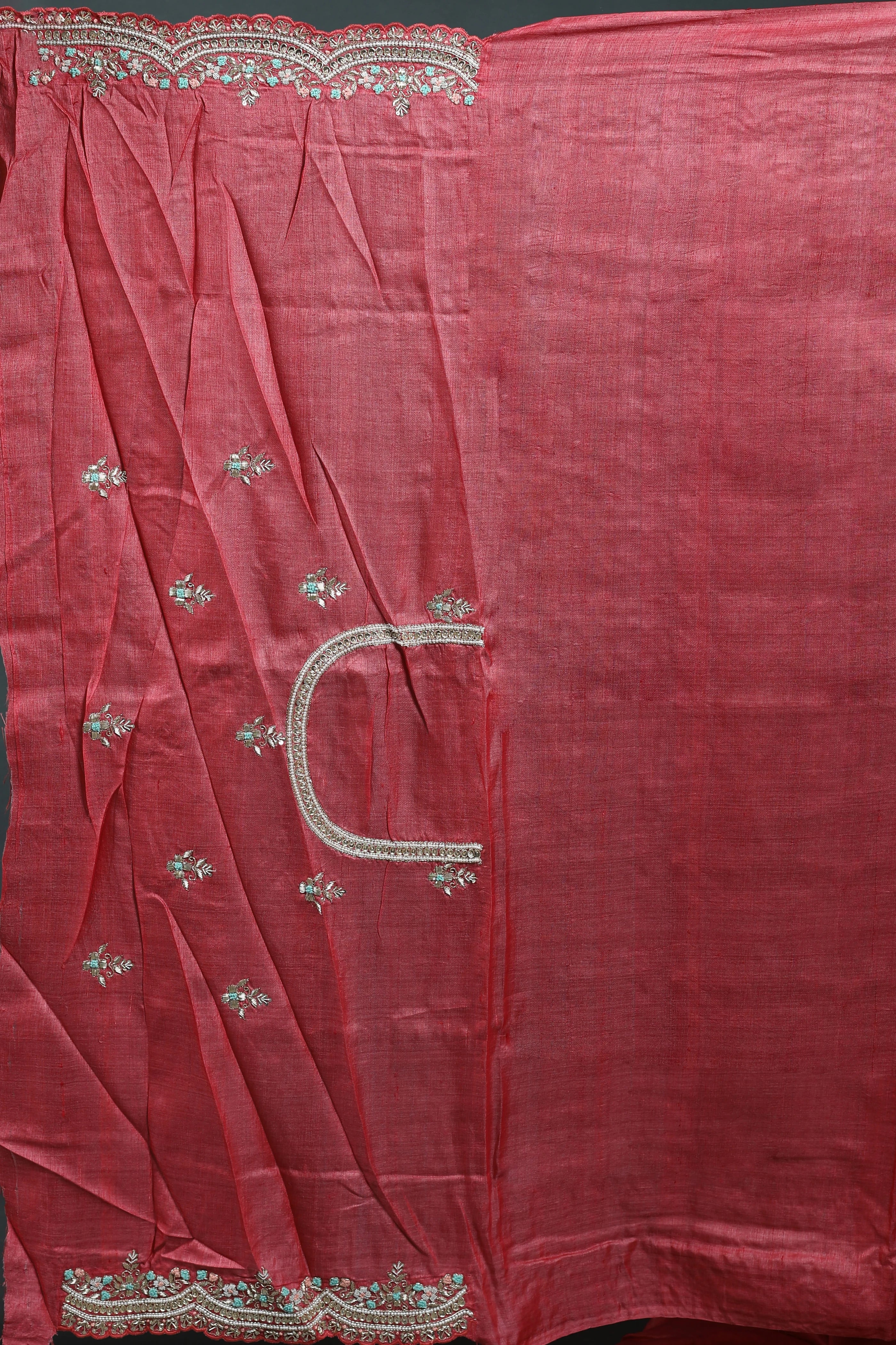 Pure Tussar Zardosi Saree With Blouse Piece