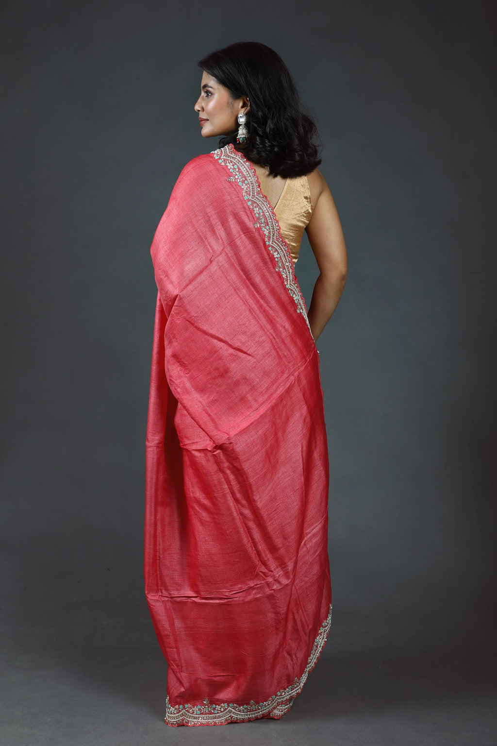 Pure Tussar Zardosi Saree With Blouse Piece