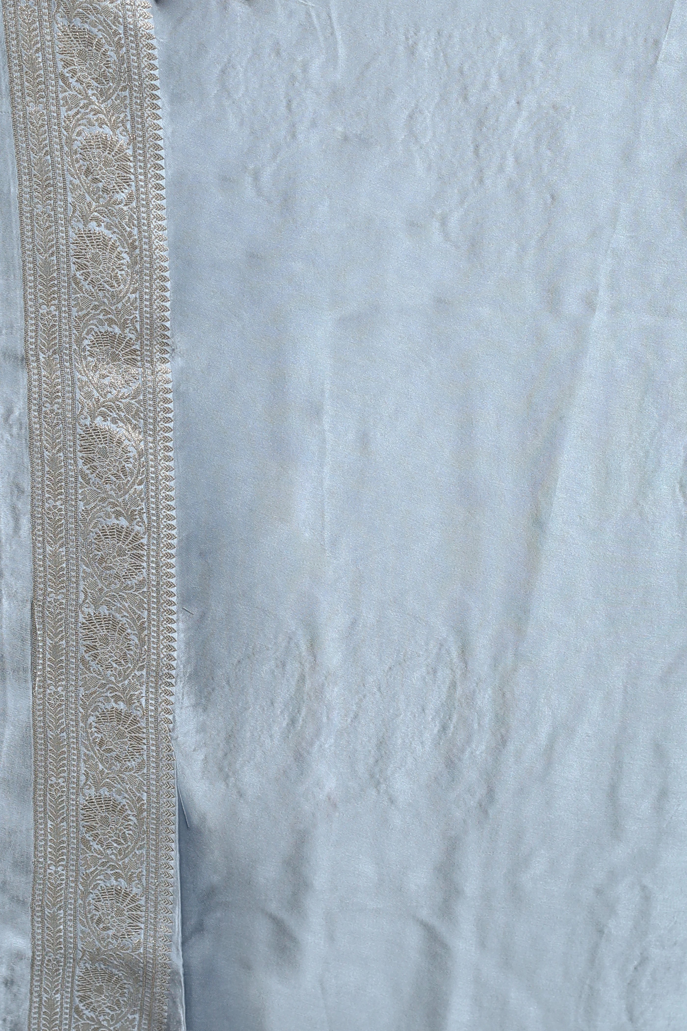 Ice Blue Semi Mashru Saree With Blouse Piece