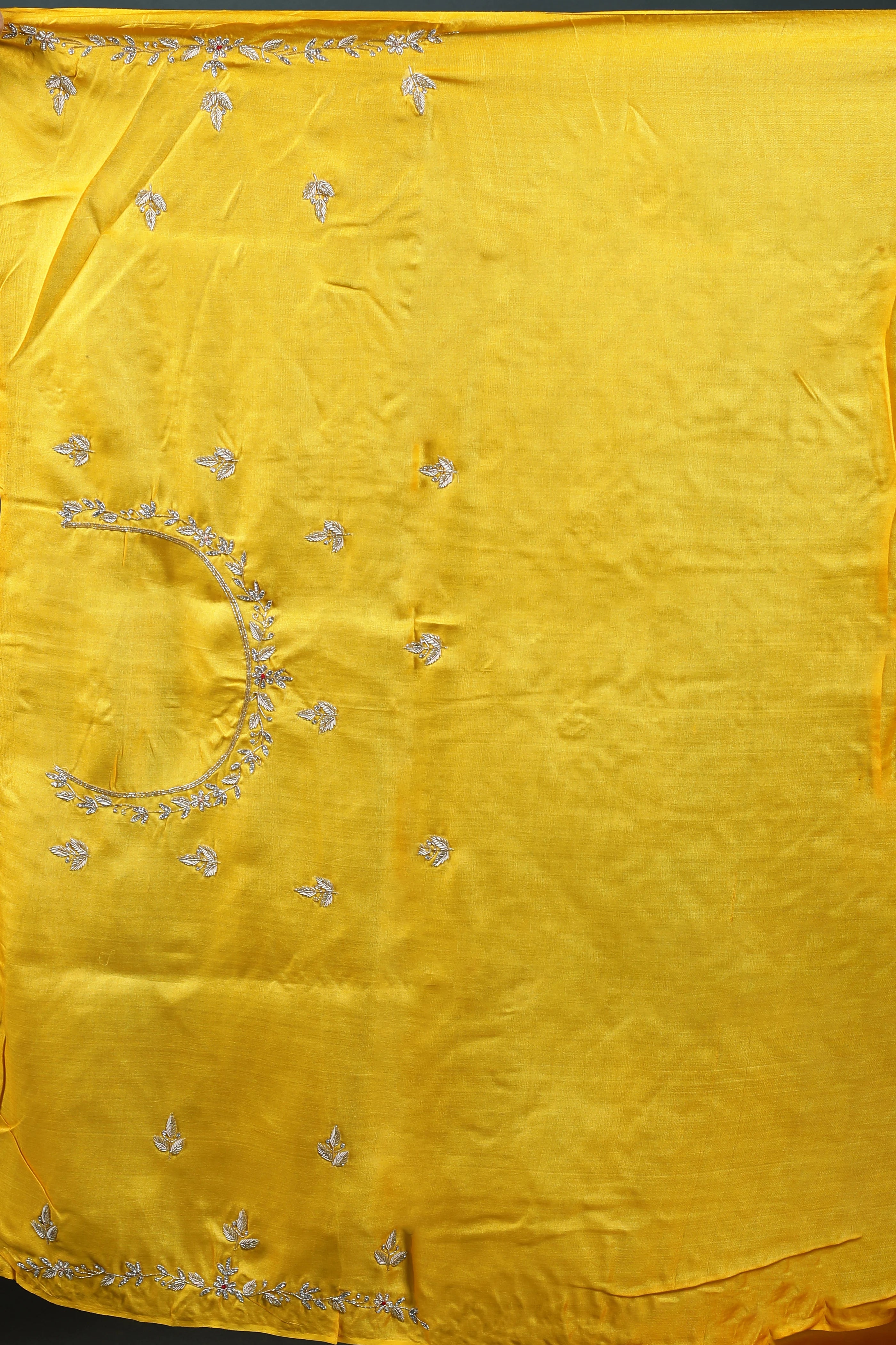 Yellow Pure Tussar Zardosi Saree With Blouse Piece
