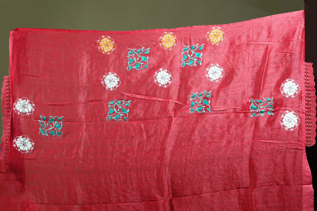 Blush Pink Linen Fusion Saree With Blouse Piece