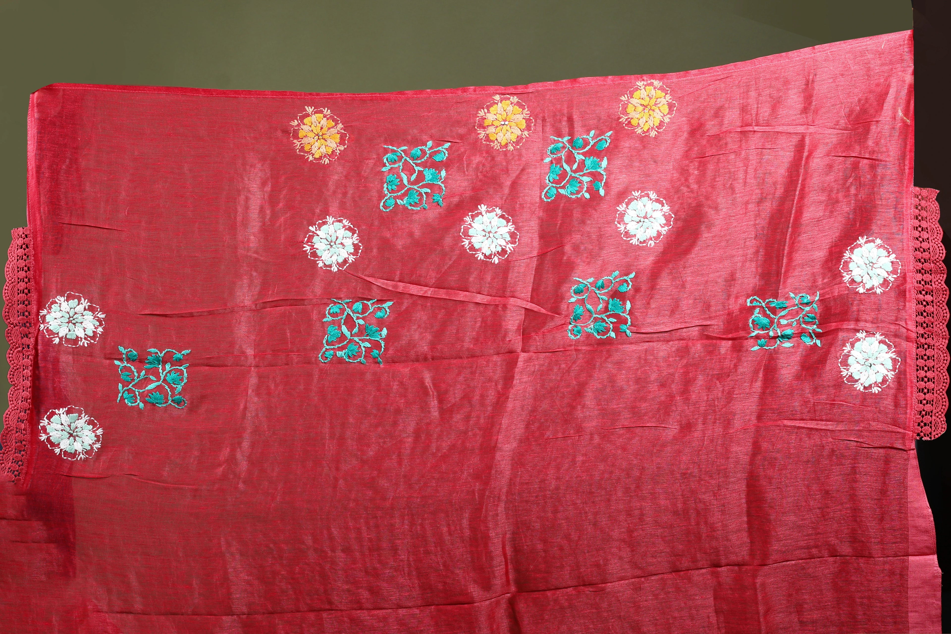 Blush Pink Linen Fusion Saree With Blouse Piece