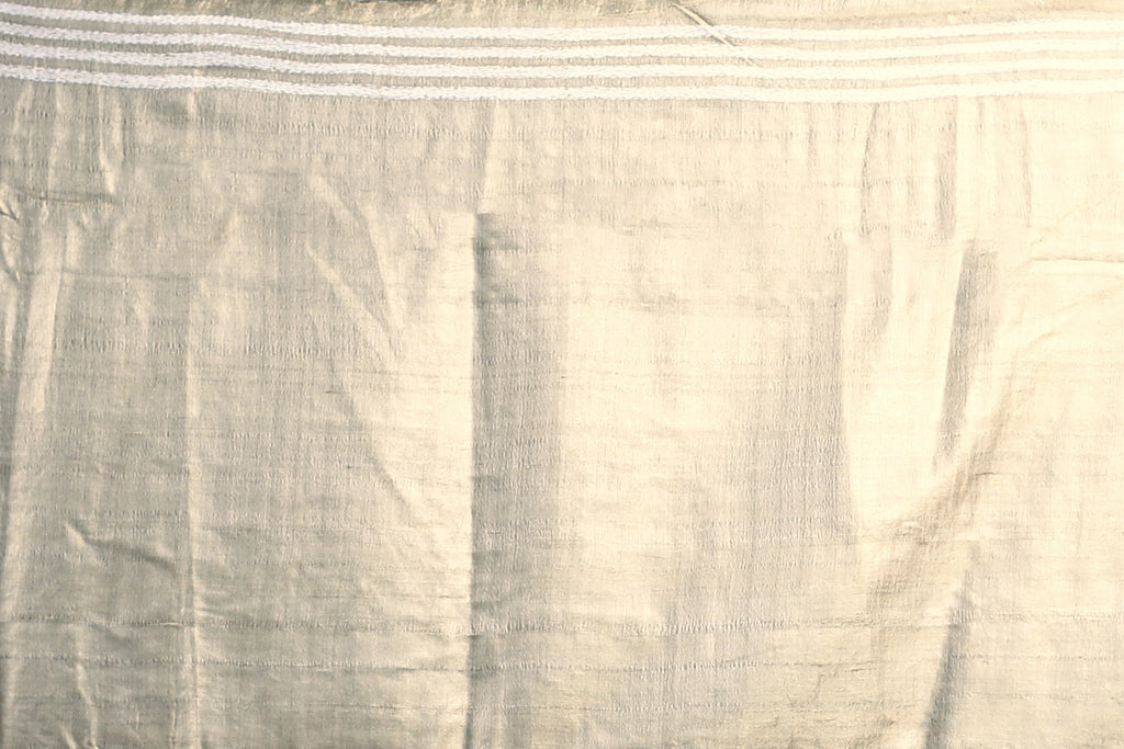 Offwhite Tussar Kantha Saree With Blouse Piece