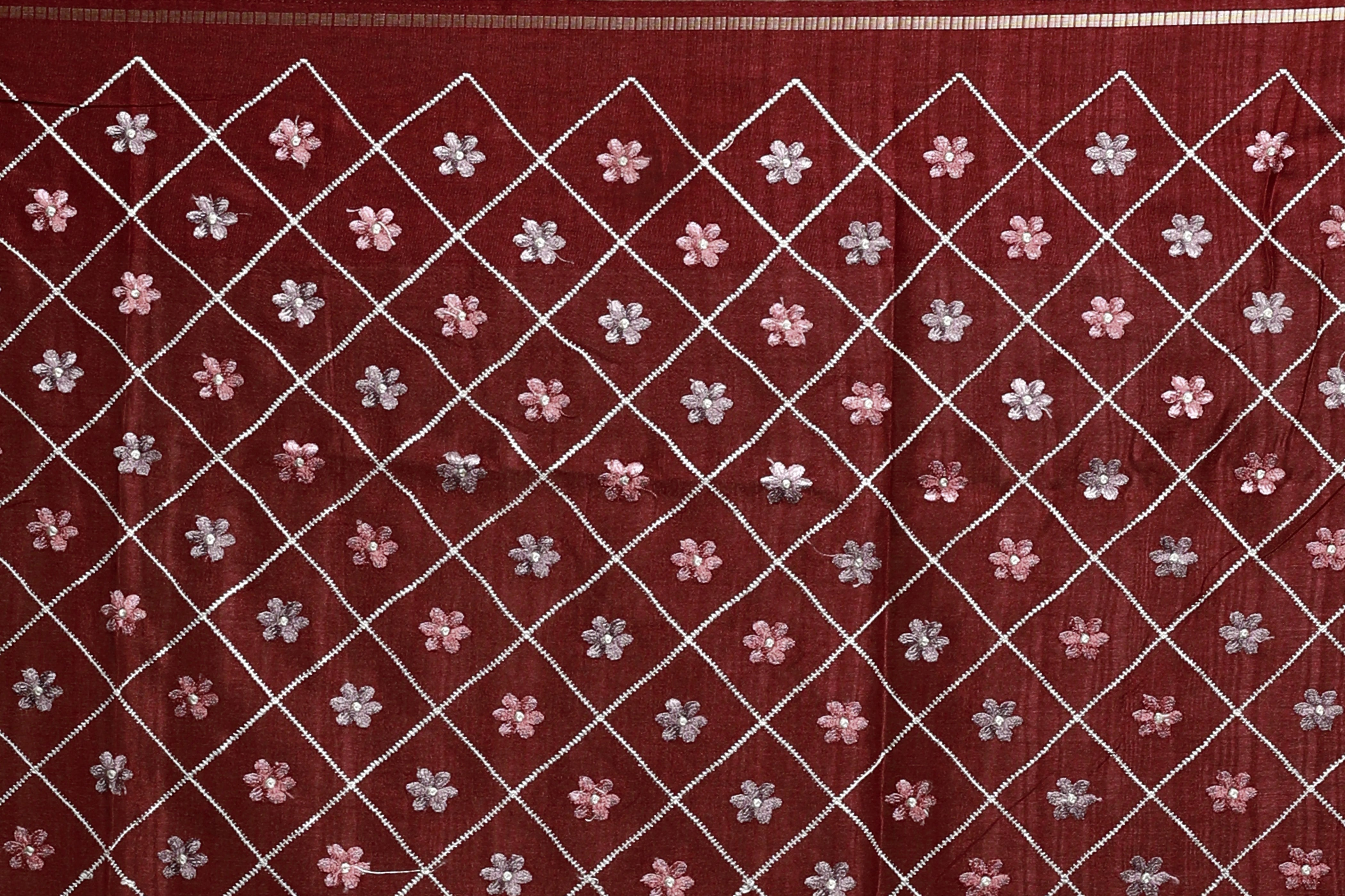 Maroon Semi Tussar Saree With Blouse Piece