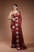 Maroon Semi Tussar Saree With Blouse Piece
