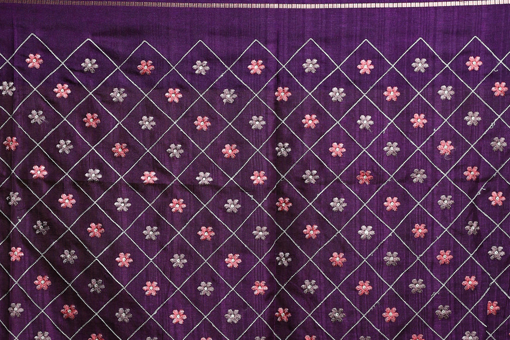 Purple Semi Tussar Saree With Blouse Piece