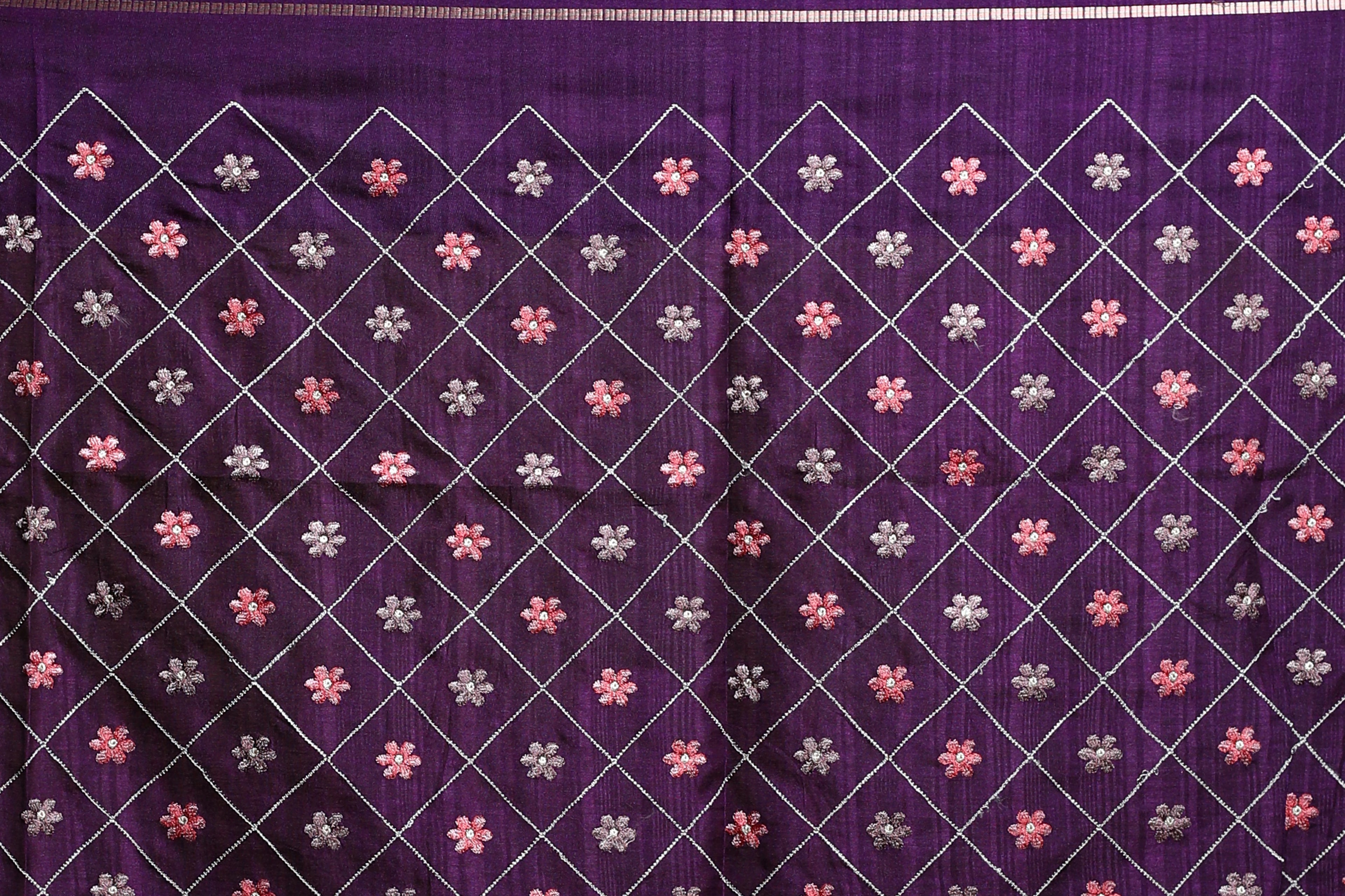 Purple Semi Tussar Saree With Blouse Piece