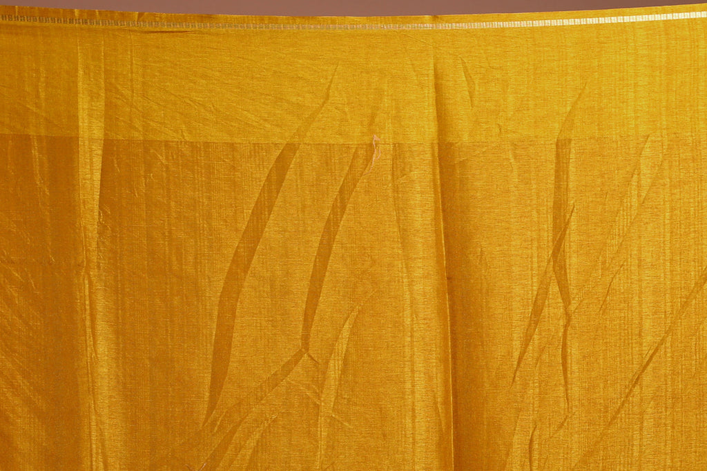 Golden Yellow Semi Tussar Saree With Blouse Piece