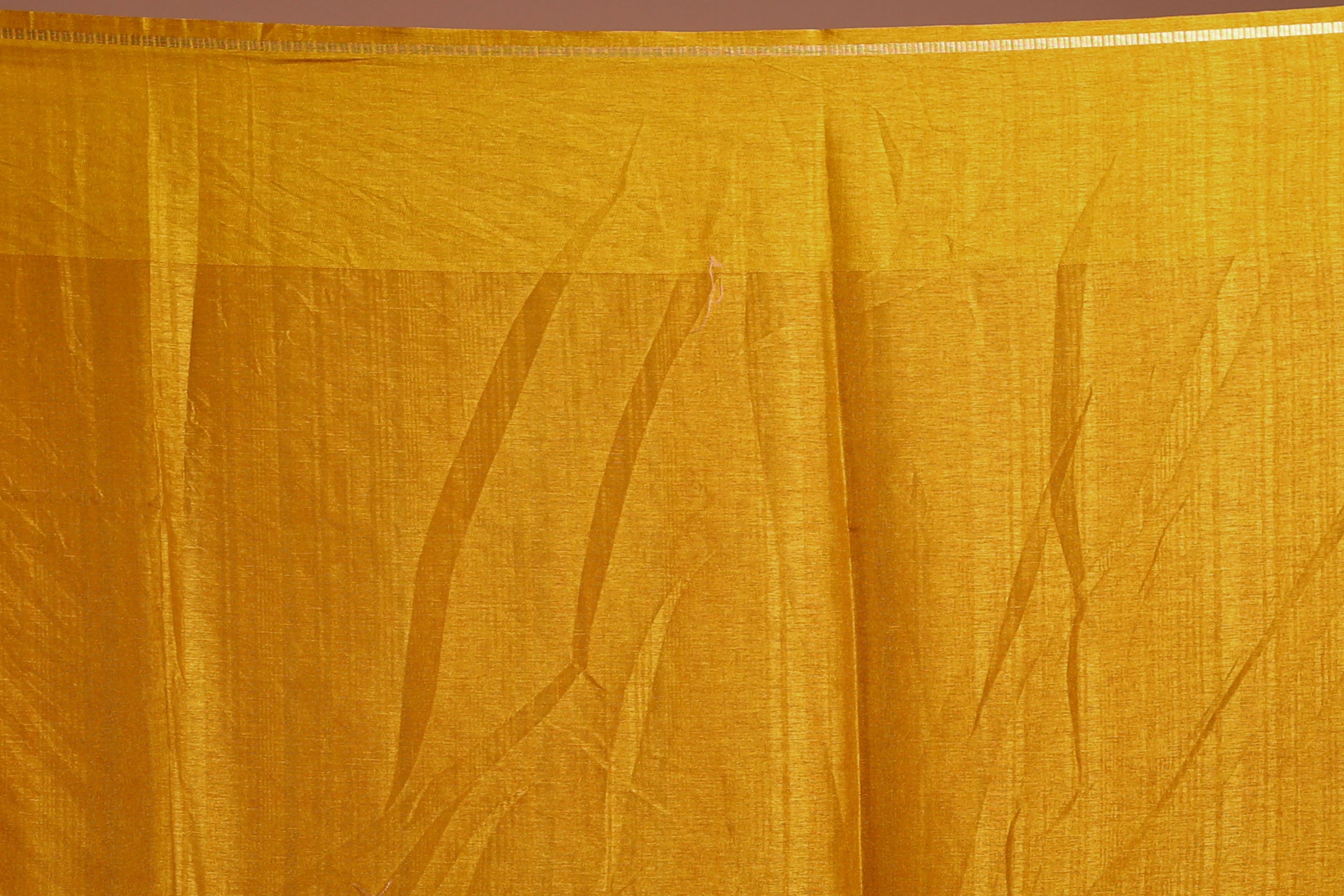 Golden Yellow Semi Tussar Saree With Blouse Piece