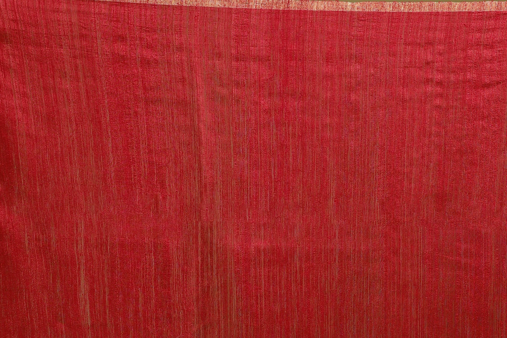 Red Muslin Matka Saree With Blouse Piece