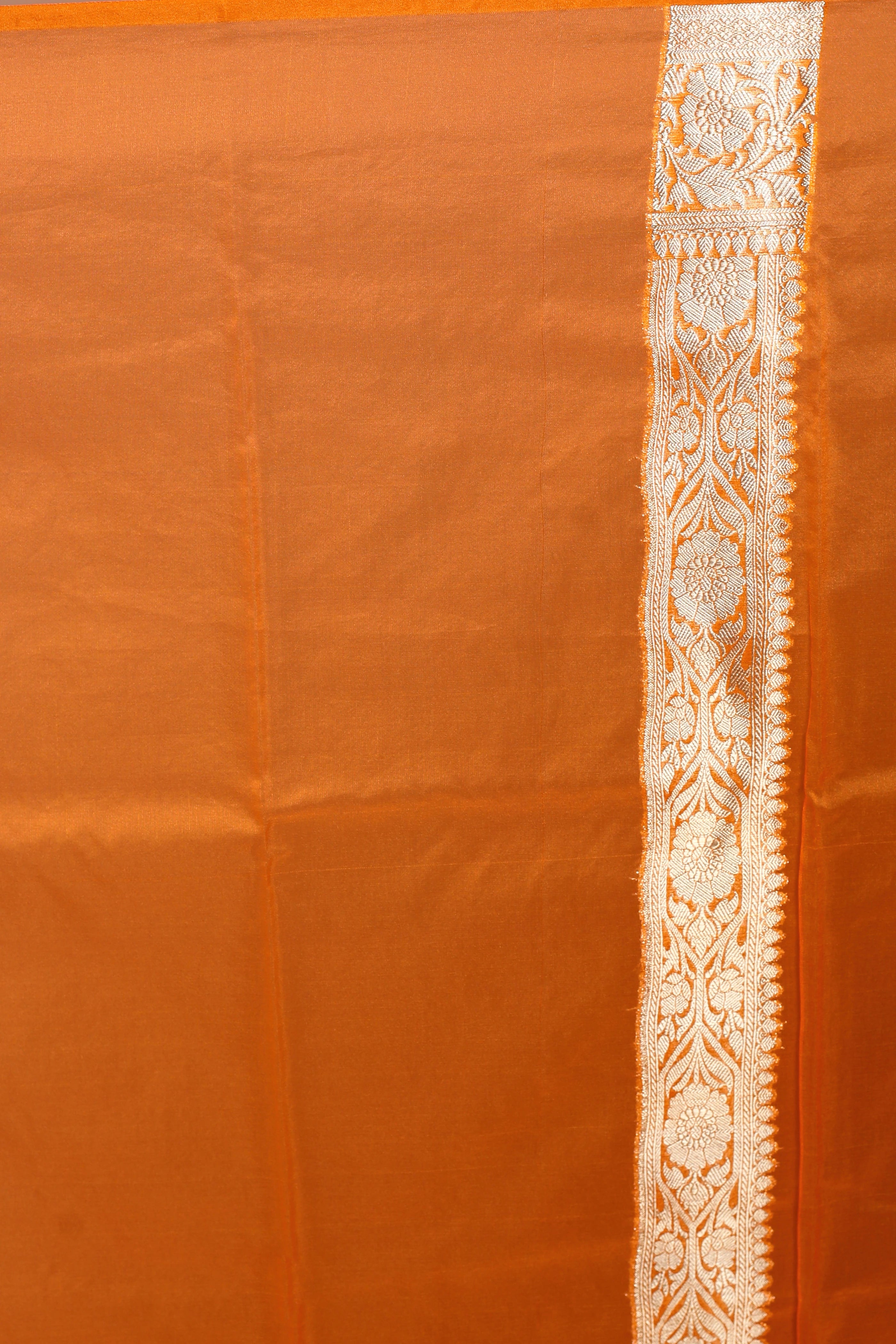 Orange & Yellow Shaded Semi Kora Banarasi Saree With Blouse Piece