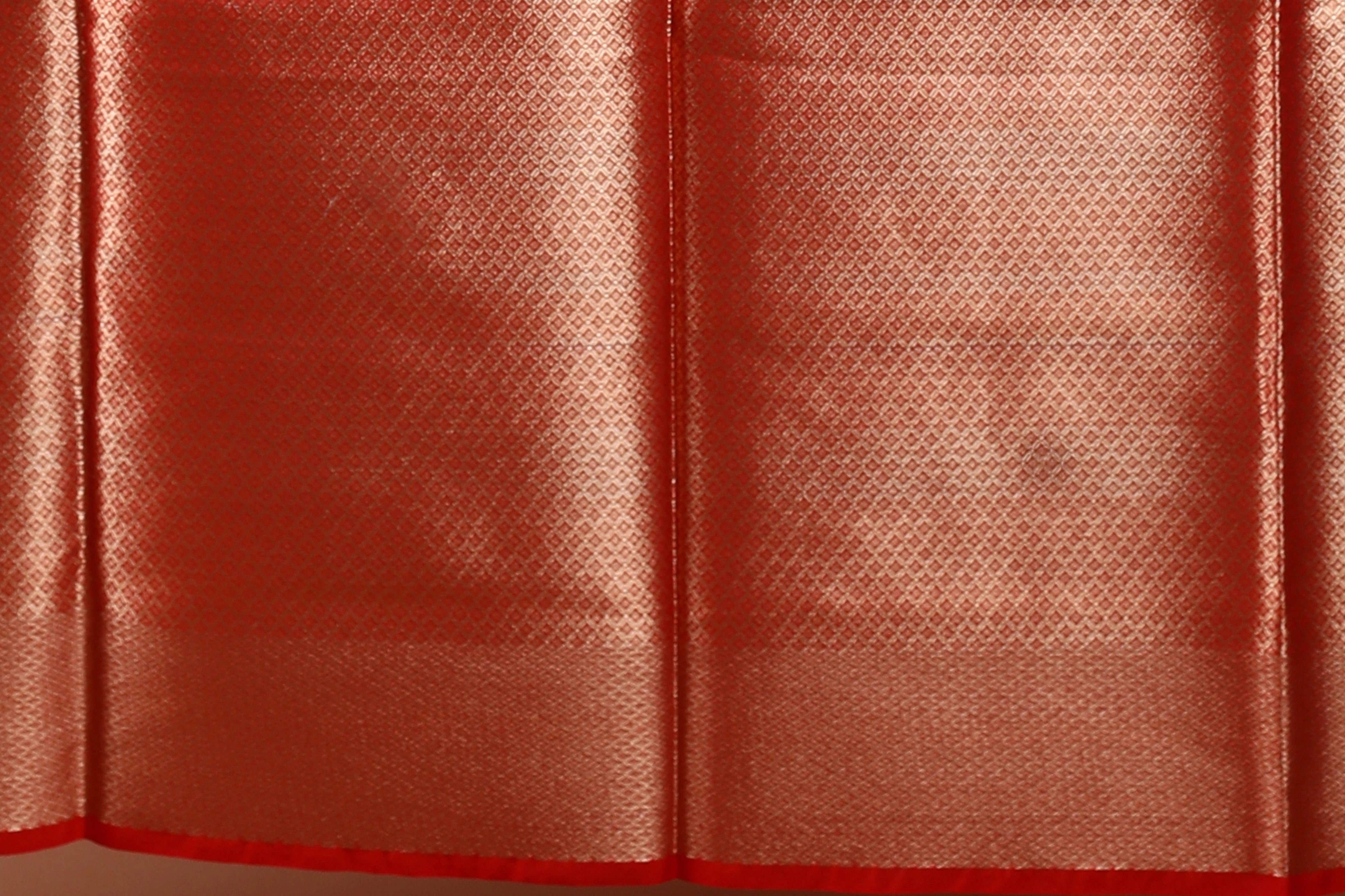 Red Semi Kora Banarasi Saree With Blouse Piece