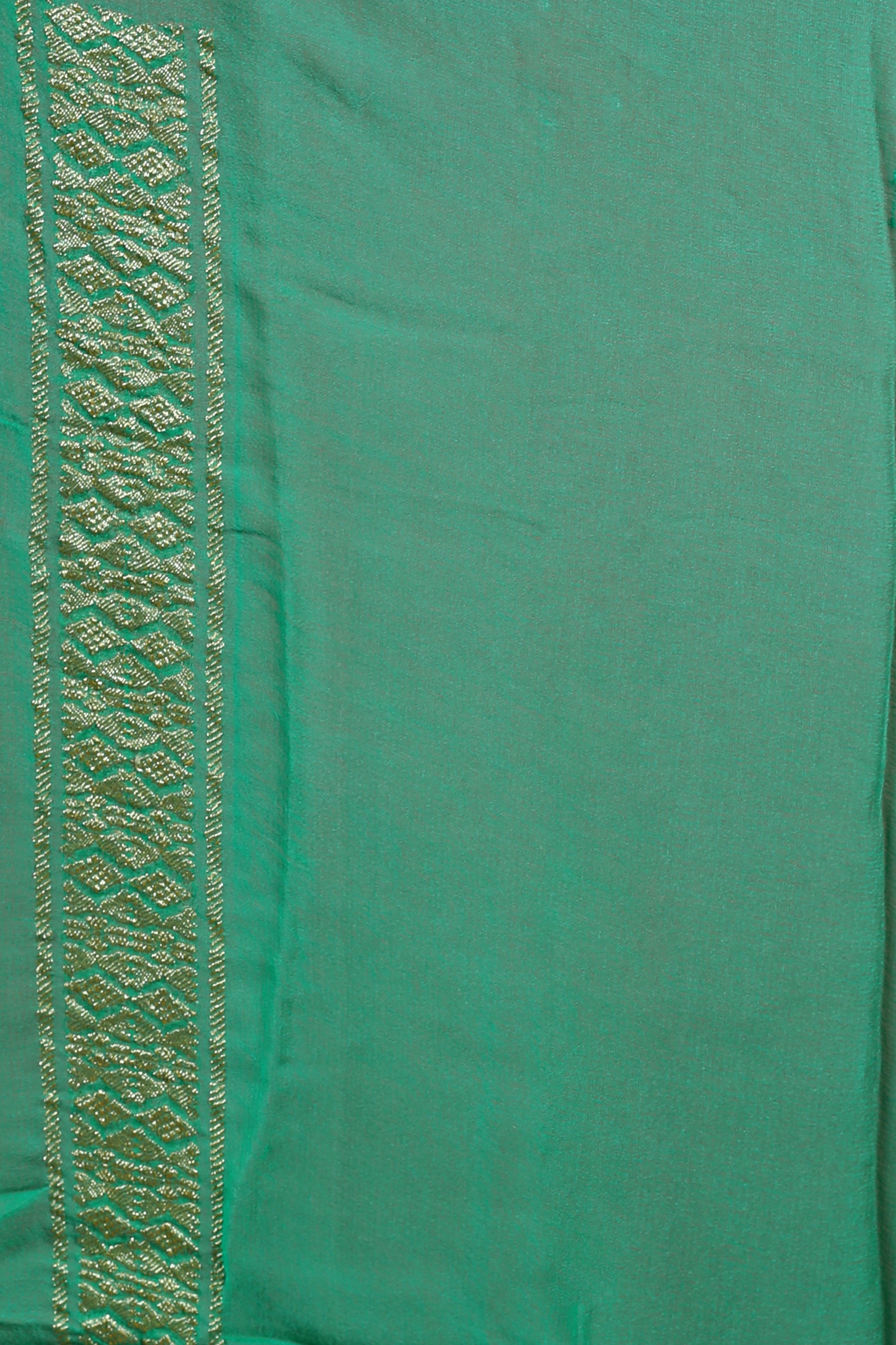 Sea Green Chiffon Banarasi Saree With Blouse Piece