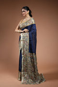 Navy Blue Semi Tussar Saree With Blouse Piece