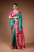 Sea Green Exclusive Tissue Gadwal Zardosi Work Saree With Blouse Piece