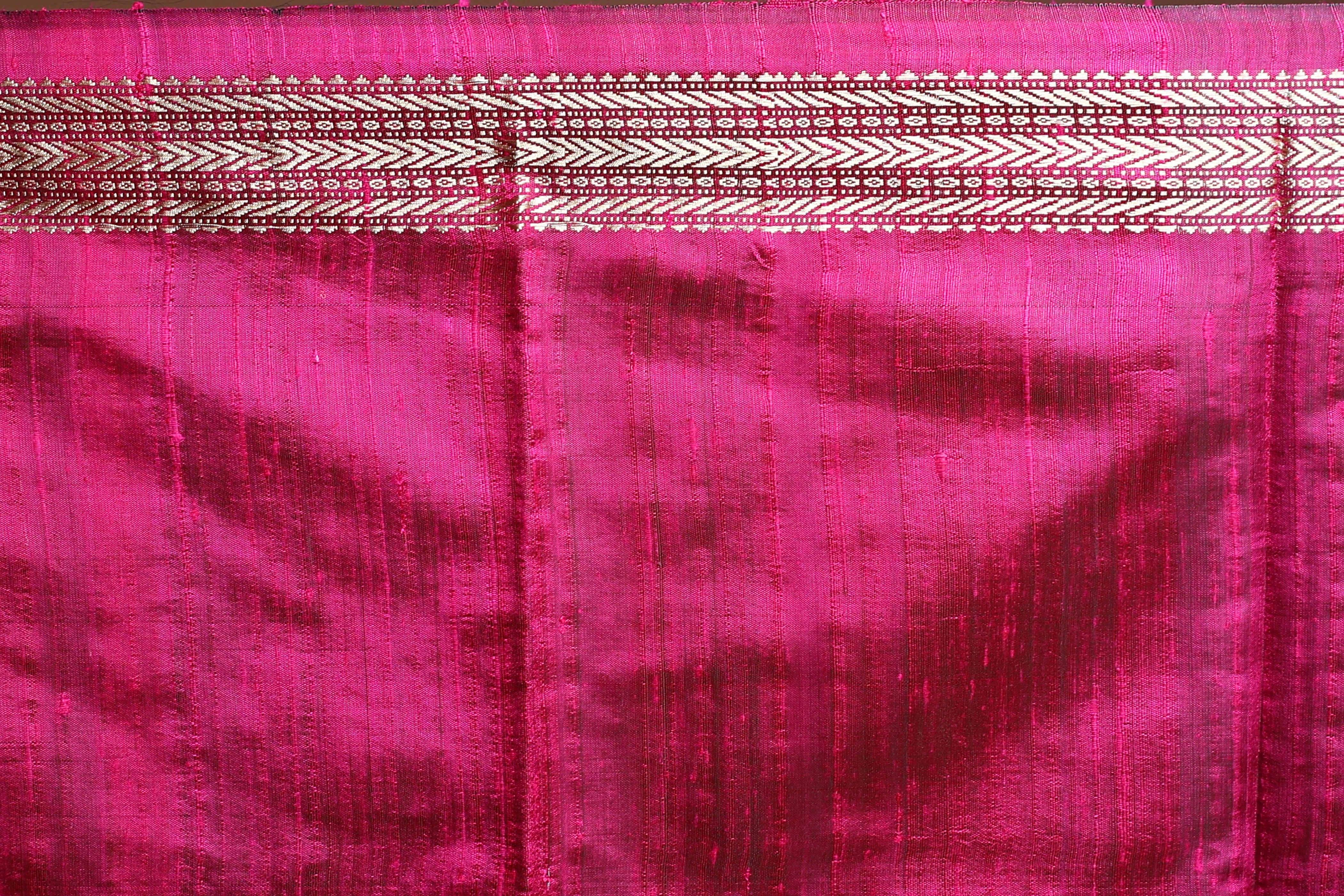Royal Blue Chattisgarh Raw Silk Saree With Blouse Piece