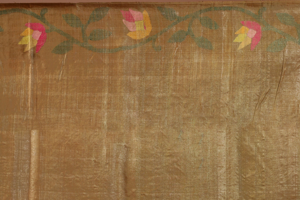 Chiku Tussar Jamdani Saree With Blouse Piece