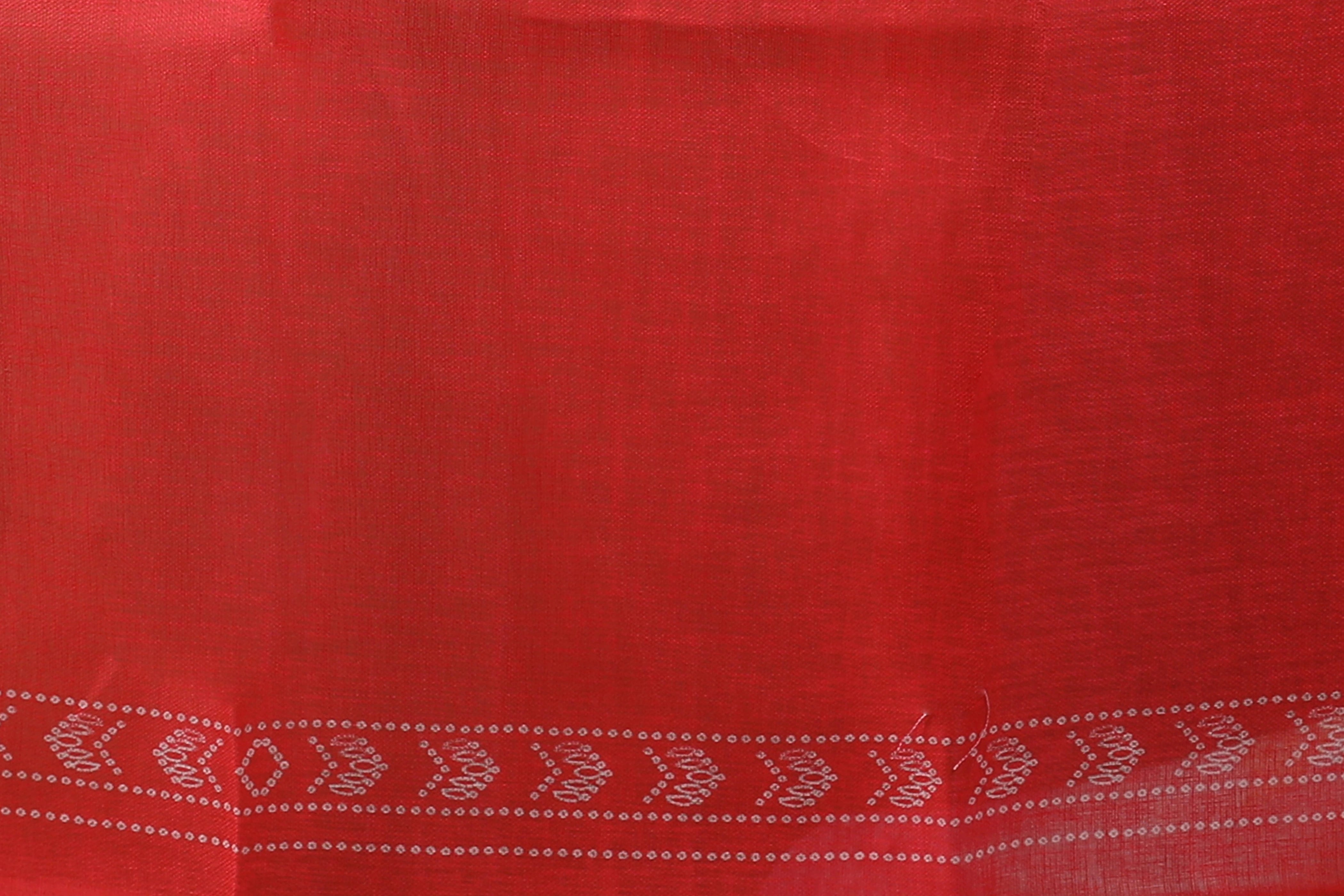 White Printed Linen Saree With Blouse Piece