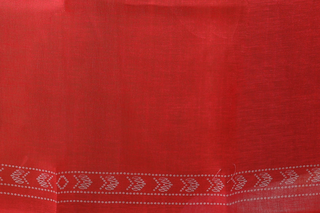 White Printed Linen Saree With Blouse Piece