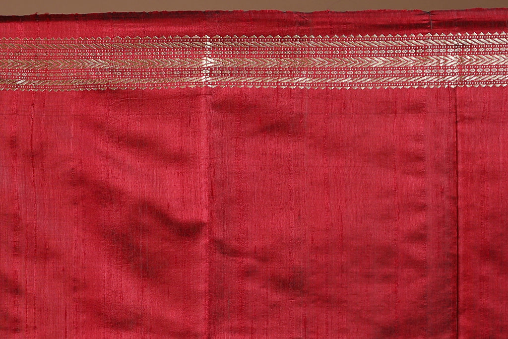 Rama Green Chattisgarh Raw Silk Saree With Blouse Piece