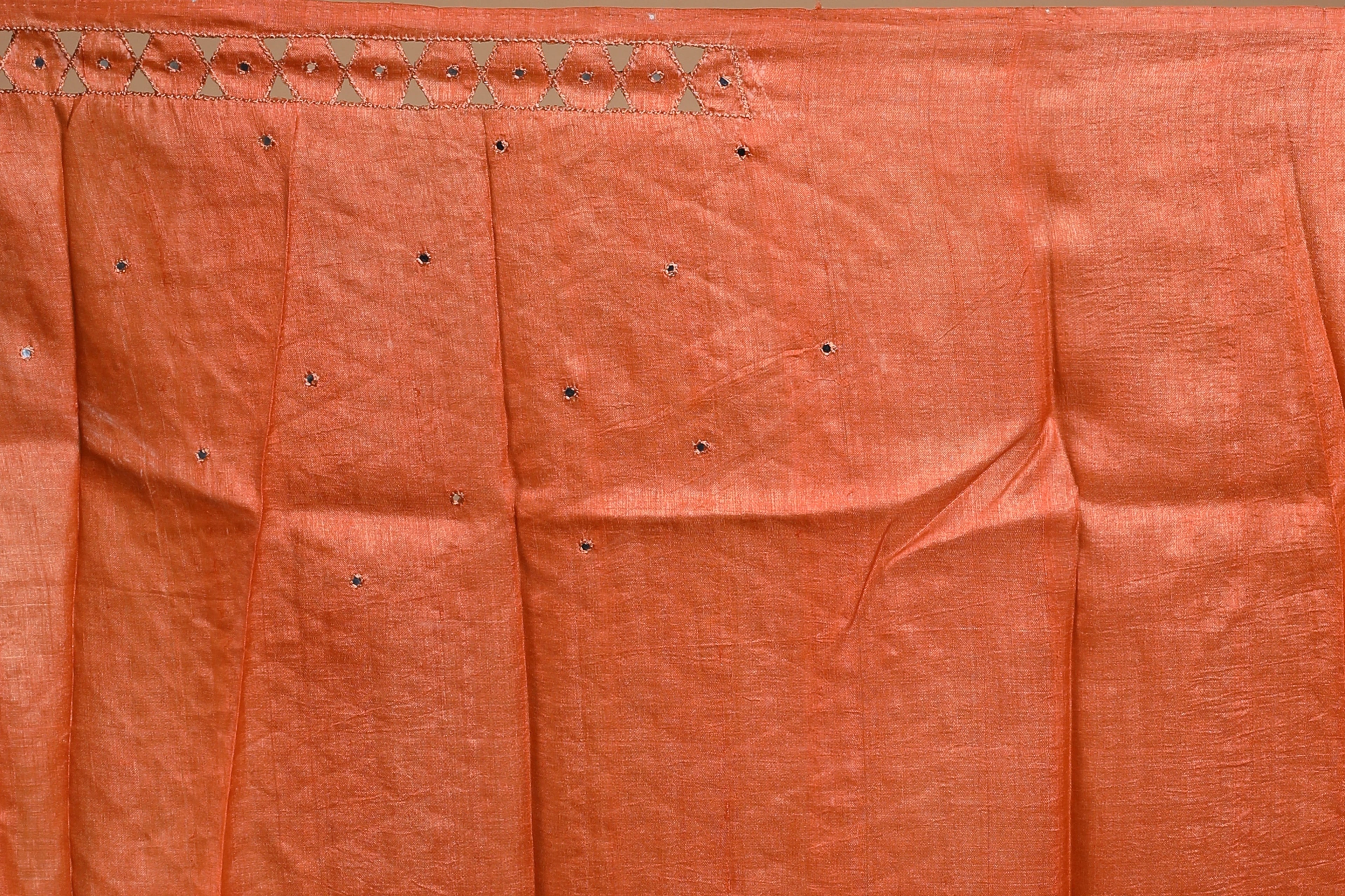 Indigo Blue Tussar Cutwork Saree With Blouse Piece